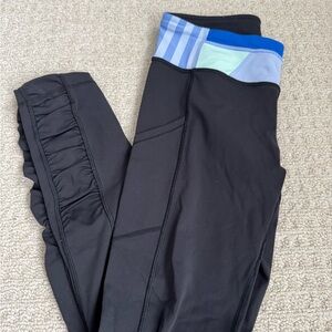 Lululemon  Black Leggings with Blue Waistband size 6